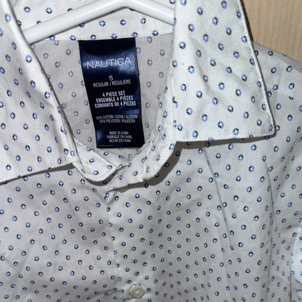 Nautica Boys 4-Piece Dress Set Shirt Vest Pants Bow Tie Size 5T